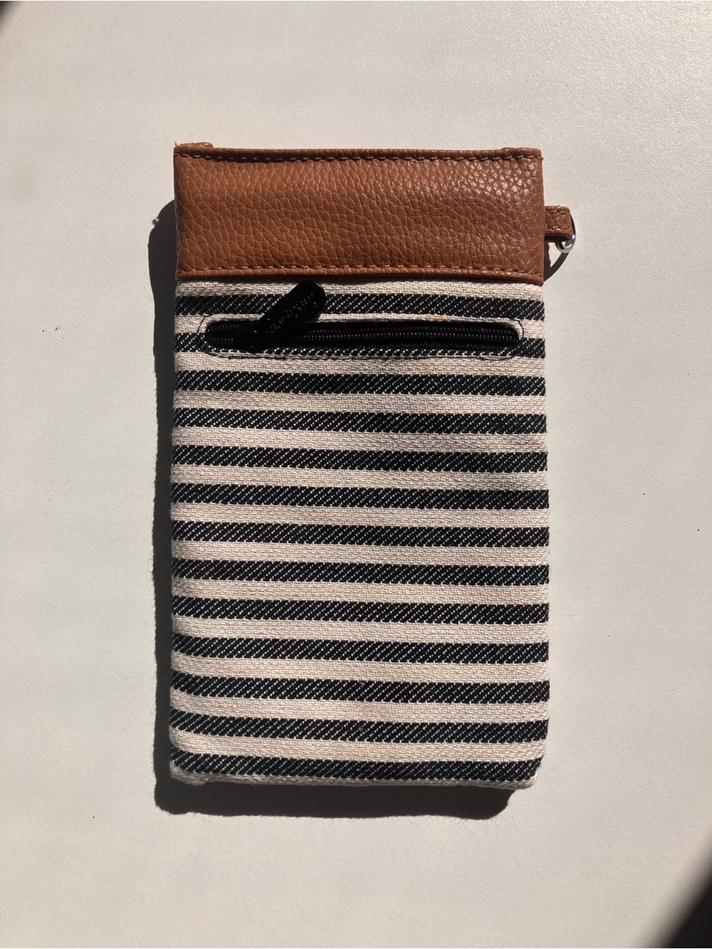 Thirty-One Striped Canvas & Faux Leather Phone Bag Sunglasses Pouch